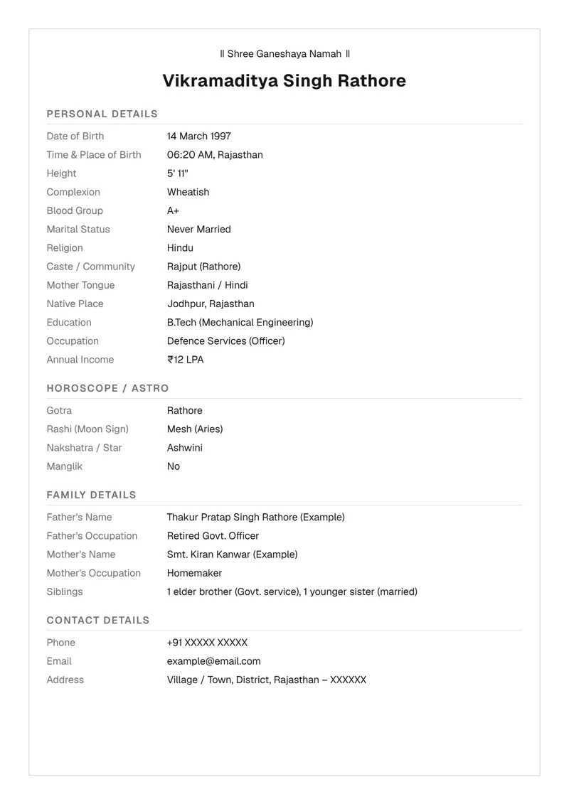 Free Marriage Biodata Maker — Format & Templates | PapaTools