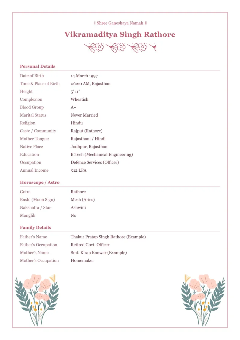 Free Marriage Biodata Maker — Format & Templates | PapaTools